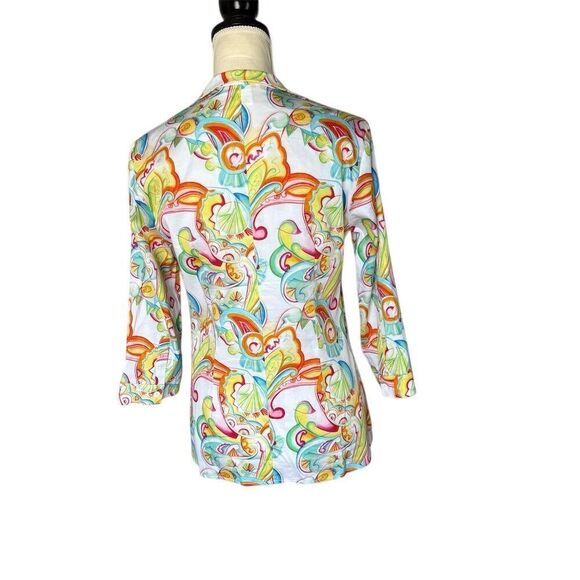 Leggiadro Women's Cotton Paisley Blouse Size 6 Multicolor 3/4 Sleeve Colorful - Picture 4 of 5